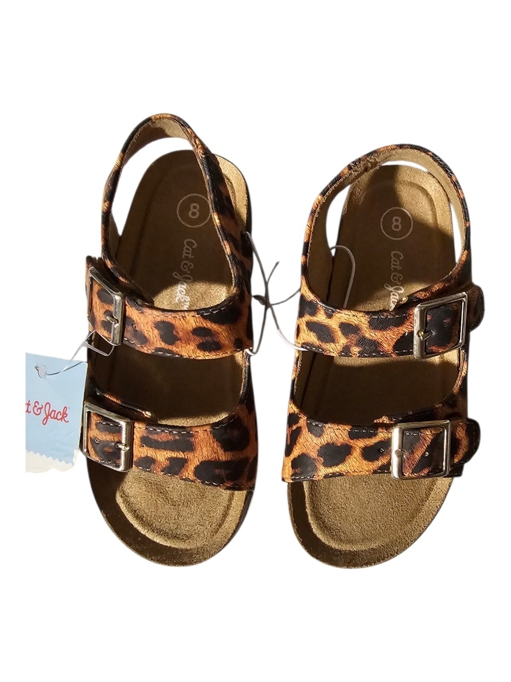 Cat & Jack Leopard Strap Flip Flops - Brown & Black